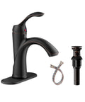 Oil Rubbed Bronze One Hole Bathroom Faucet With One Handle Lever, Rustic Lavatory Basin Mixer Tap, Pop Up Drain, Supply Hoses