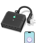 Outdoor Smart Plug With Timers And Countdown, Heavy Duty Weatherproof Outlet For Outdoor Lights, controls three devices