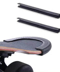Skateboard deck guards and edge protector for longboards durable bumper strip with shock absorbing rubber cover, shown on board tail