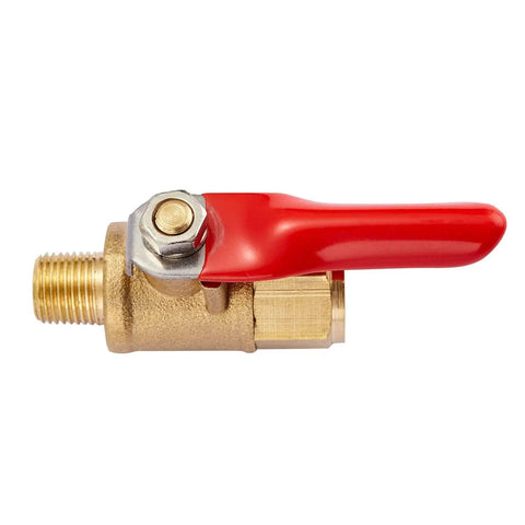 Heavy Duty Brass Inline Mini Ball Valve Shut Off With 180 Degree Handle And One Eighth Inch NPT Female To One Eighth Inch NPT Female
