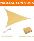 Package contents of Heavy Duty 16x16x16 Foot Sun Shade Sail Triangle Permeable 185GSM Dark Grey Outdoor All Weather Shade Cover