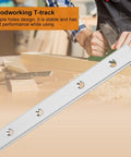 Beefy Aluminum Miter Track Jig 200mm T Slot Rail with four mounting holes on a woodworking table in use