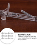Close-up of clear plastic shelf support peg from 30 Pack Plastic Shelf Support Pegs for Cabinets and Wood Shelves Burr Free Smooth Surface Pegs Easy Hand Installation No Tool Needed Heavy Duty Clear Pegs for Home Office and Store Shelves No Drill DIY Friendly.