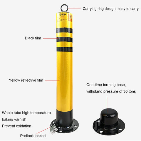 Hardcore Removable Parking Posts For Driveways Rock Solid Metal Security Bollards With Chain And Padlock Reflective Night Visibility Lock Down Your Street Built Ridiculously Tough