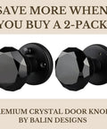 Black Crystal Door Knob With Lock Set For Interior Privacy Glass Vintage Style Hardware For Bedroom Bathroom And Closet Heavy Duty Metal And Crystal Handle With Dope Antique Look 1 Pack shown in 2-pack offer