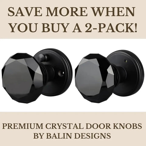 Black Crystal Door Knob With Lock Set For Interior Privacy Glass Vintage Style Hardware For Bedroom Bathroom And Closet Heavy Duty Metal And Crystal Handle With Dope Antique Look 1 Pack shown in 2-pack offer
