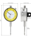 0 To 1 Inch Dial Gauge Indicator With Imperial Scale, side and front view showing clear dirt-resistant dial face and dimensions.