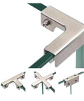 Stainless Steel Cabinet Shelf Clips Two Piece Glass Clamp Kit for Display with secure panel position detail