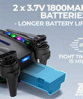 1080P HD Camera Foldable Mini FPV Drone With LED Lights For Adults Kids And Beginners RC Quadcopter 2 batteries shown