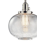 Avery 9.75 Inch One Light Mini Pendant With Clear Seeded Glass In Brushed Nickel Finish Perfect For Kitchen Islands Or Dining Rooms Ambient Glow Modern Rustic Vibe And Easy Cluster Lighting