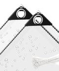 Close-up of Clear 8x16 Ft Waterproof Tarp PVC 11.8 Mil Heavy Duty Tarpaulin With Grommets And Cable Ties For Camping Greenhouse Cars Patio