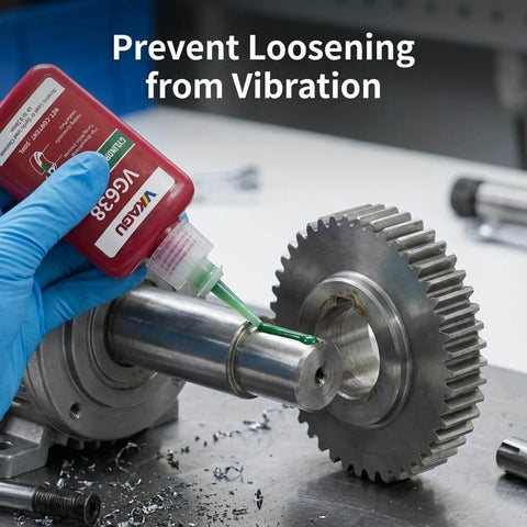 Applying High Strength Retaining Compound For Cylindrical Fits, 1.69 Fl Oz, 4 Pack, Fast Cure Bearing Mount Adhesive on a gear shaft