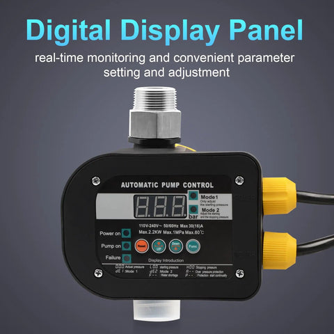 Digital display panel of Smart Pump Controller With Dual Metal Connectors, BSPP G1 Threaded Interface, Dual Mode Digital Display