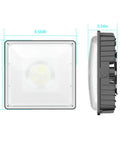 2 Pack LED Canopy Lights Ultra Bright 9100 Lumen 5700K Outdoor IP65 Waterproof Shop Lighting side and front view dimensions