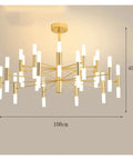 Living Room Chandelier Dining Room Pendant Lights Indoor Lighting Light Fixture Ceiling Lamps Fancy Indoor Lighting Minimalist Design (Rc Remote Dimming Gold 40 Heads),RC remote dimming-Gold 40 heads, modern gold chandelier 100cm x 40cm.