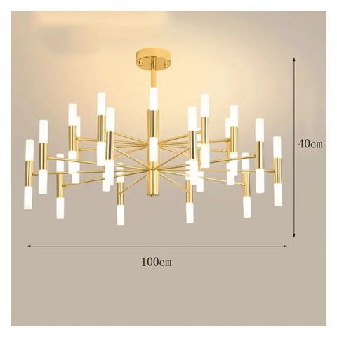 Living Room Chandelier Dining Room Pendant Lights Indoor Lighting Light Fixture Ceiling Lamps Fancy Indoor Lighting Minimalist Design (Rc Remote Dimming Gold 40 Heads),RC remote dimming-Gold 40 heads, modern gold chandelier 100cm x 40cm.