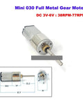 Top Shelf 16mm 030 Gear Reduction Motor Built Like A Tank With Full Metal Gearbox And Extended Shaft For DIY Robot Car Projects. Compact motor design.