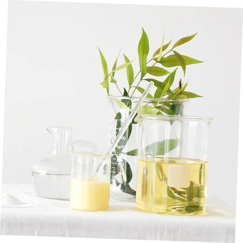 Glass beakers with liquids and plants for classroom Two Pack Glass Sticks For Electrostatic Experiments In Junior High School
