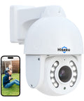 4K 8MP PoE PTZ Security Camera System With All Around Auto Tracking Human And Vehicle Detection shown close-up with mobile app view