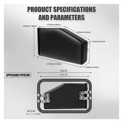 Ride Ready Waterproof Motorcycle Toolbox Left Side Carrying Case With Drop In Storage Pouch Heavy Duty Tool Stash Locker dimensions and specifications