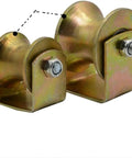 Heavy Duty U Groove Caster Wheels Two Pack With Double Bearing Pulleys For Iron Sliding Doors And Wire Rope Rails, showing two metal pulleys with thick mounts.