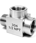 Heavy Duty 1/2 Inch Npt Tee Pipe Fitting Built Tough Using Premium 304 Stainless Steel showcasing three-way female connections.