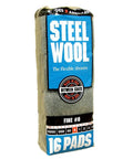 Steel wool pads, 16-pack, fine grade #0, Rhodes American, for between-coats use