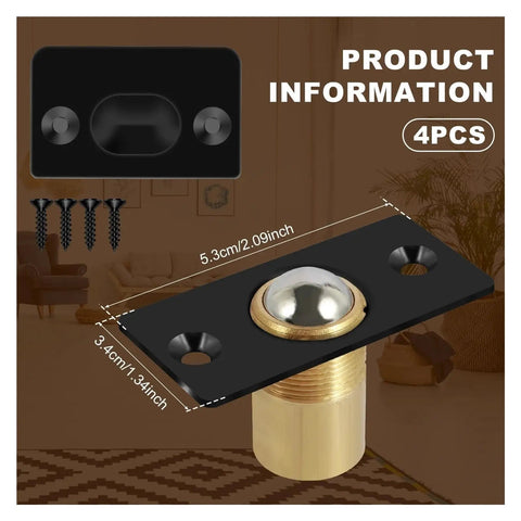 Heavy Duty Door Ball Catch Kit With Screws Keeps Cabinets Secure Silent Spring Roller Stopper For Gate Closets Sliding Doors Easy Install, close-up view of ball catch with dimensions and screws.