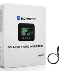 Powerful 5000W 48V Solar Inverter Charger with WiFi, side view showing display and connectors.