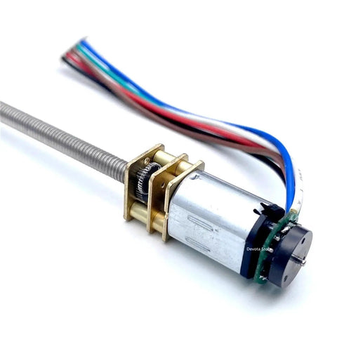 Dope N20 DC Gear Motor With Thred Screw Shaft 3V 6V 12V DIY Model For Robots And Automation Projects That Rock Stable Operation High Energy Efficiency Magnetic Sensor 7ppr Encoder Built Tough close-up image showing threaded shaft and motor features.