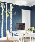 Big Birch Tree Wall Sticker With Birds For Cozy Bedroom Living Room Dining Room 205 Cm Tall Removable Waterproof Peel And Stick Home Decor Wall Art For Any Room in modern office