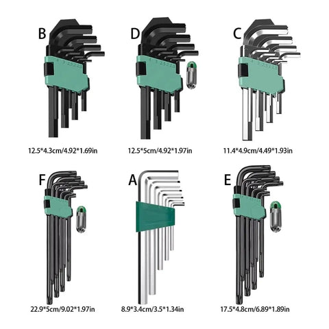 Nine Piece L Type Hex Tool Set Built Tough From Wear Resistant Steel For Heavy Duty Mechanical Work With Precise Hex Heads And Rust Resistant Coating Quality, assorted sizes