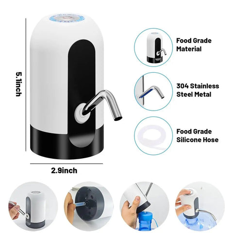 Portable USB Charged Water Pump For 3 To 5 Gallon Jugs Electric Drinking Water Dispenser For Home Kitchen Office Camping