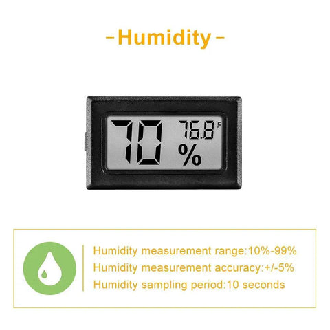 Mini Digital Temperature And Humidity Gauge With Built In Probe, Handy Compact Indoor Thermometer And Hygrometer With LCD Display In Fahrenheit, Ideal For Humidors, Greenhouses, Gardens, And Home Climates. Humidity display