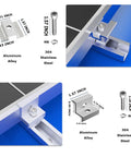 Heavy Duty Solar Panel Mounting Kit With Rails And Clamps For Tin Or Flat Roofs, close-up of aluminum alloy rails and clamps