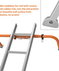 Heavy Duty Ladder Stabilizer With Tool Tray For Roof Gutter Cleaning Wing Span Stand Off Non Slip Rubber Bottom Feet Extended Ladder Accessory That Protects Walls From Scratches And Keeps Tools Handy, orange aluminum ladder stand-off with rubber feet