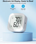 WiFi Thermometer Hygrometer With E Ink Display Real Time Indoor Temperature And Humidity Sensor App Alerts No Fuss Setup