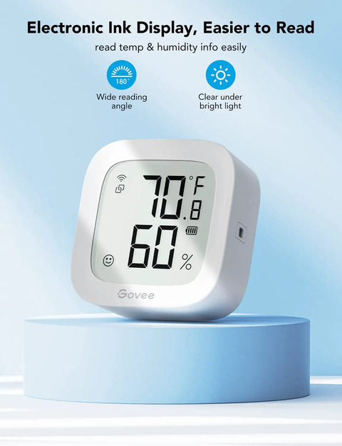 WiFi Thermometer Hygrometer With E Ink Display Real Time Indoor Temperature And Humidity Sensor App Alerts No Fuss Setup