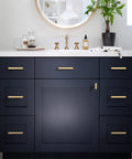 Vanity with 12 Pack 4 Inch Champagne Bronze Cabinet Pulls Set for Kitchen Cabinets and Cupboards Zinc Alloy Drawer Handles CK0015