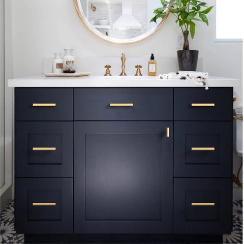 Vanity with 12 Pack 4 Inch Champagne Bronze Cabinet Pulls Set for Kitchen Cabinets and Cupboards Zinc Alloy Drawer Handles CK0015