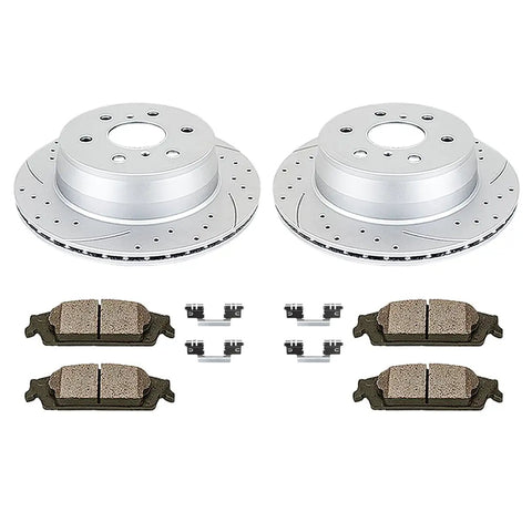 Rear Drilled And Slotted Brake Rotor Kit With Ceramic Pads For Cadillac Escalade ESV Chevrolet Silverado 1500 Suburban Tahoe GMC Sierra 1500 Yukon