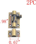 Beefy 1.5 Inch Gate Latch 2 Pack Brass Sliding Barrel Bolt Lock For Wood Fences Barn Doors Cabinets With Anti Rust Coating shown with dimensions
