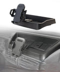 Upgrade Rugged Dashboard Cell Phone Holder For Jeep Wrangler TJ 1997 2006, sturdy black mount with storage tray for smartphones.