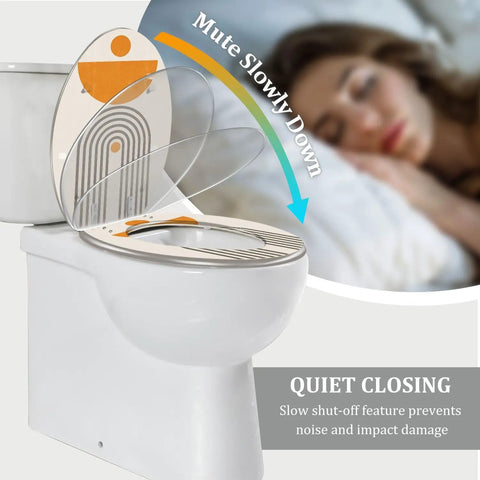 Elongated Toilet Seat Resin Bathroom with quiet closing feature, stylish design, fitting most standard toilets.