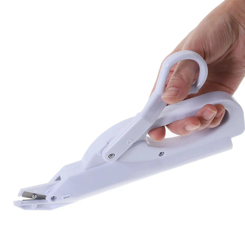 Electric Fabric Scissors Handheld Cutting Shears Cordless Multipurpose Sewing Tool For Quilting Tailor Work Portable White in use.