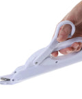 Portable Cordless Electric Fabric Scissors For Sewing, Tailoring & Leather Cutting, white handheld design grips fabric easily.