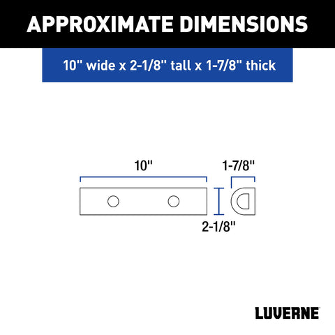 Diagram showing dimensions of Heavy Duty 10 Inch Universal Rubber Bumper Guard Strip For Vans And Work Trucks Rear Fender Pad Bump