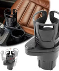 Slick 2 In 1 Center Console Cup Holder For Rivian R1S And R2 with expandable base in black, designed to secure drinks in car.
