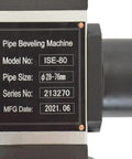 Hella Rugged 220V Electric Pipe Beveling Machine Auto Alignment showing model ISE-80 specifications for 1 to 3 inch steel pipes.