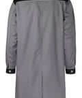 Back view of Mens Workshop Long Lab Coat With Concealed Front Button Closure Tough Twill Workhorse Ready Coat, XL, grey